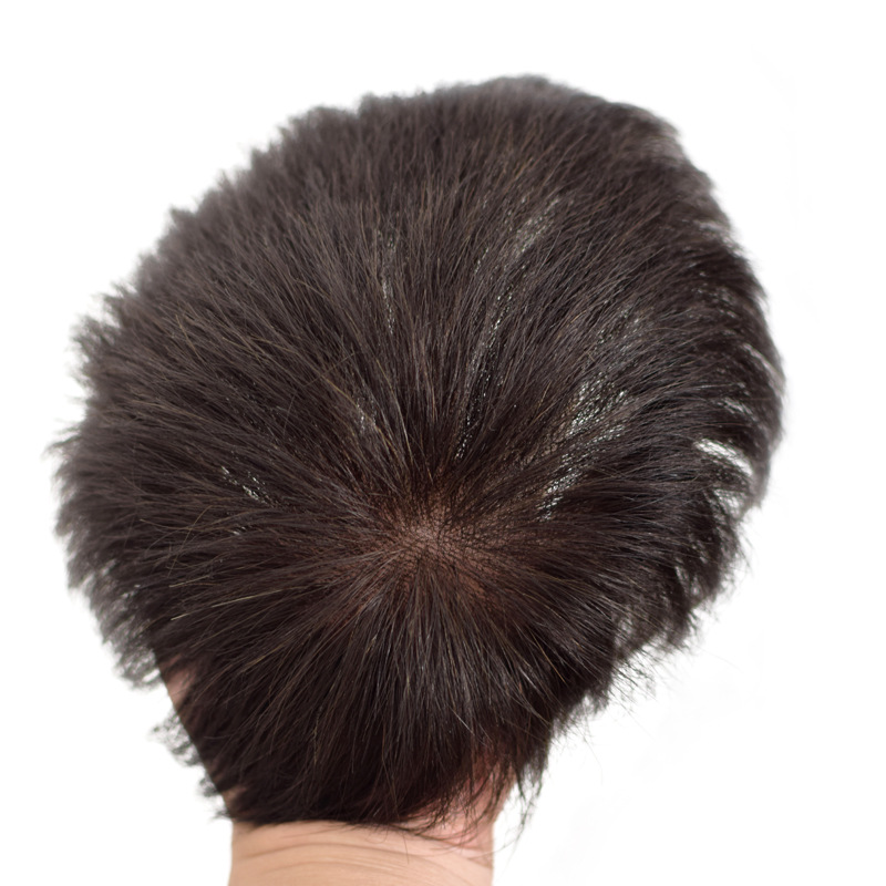 Manufacturers wholesale wig pieces men's hair on top of the hair patch all hand woven real hair hair piece wig short hair cross border Item Picture