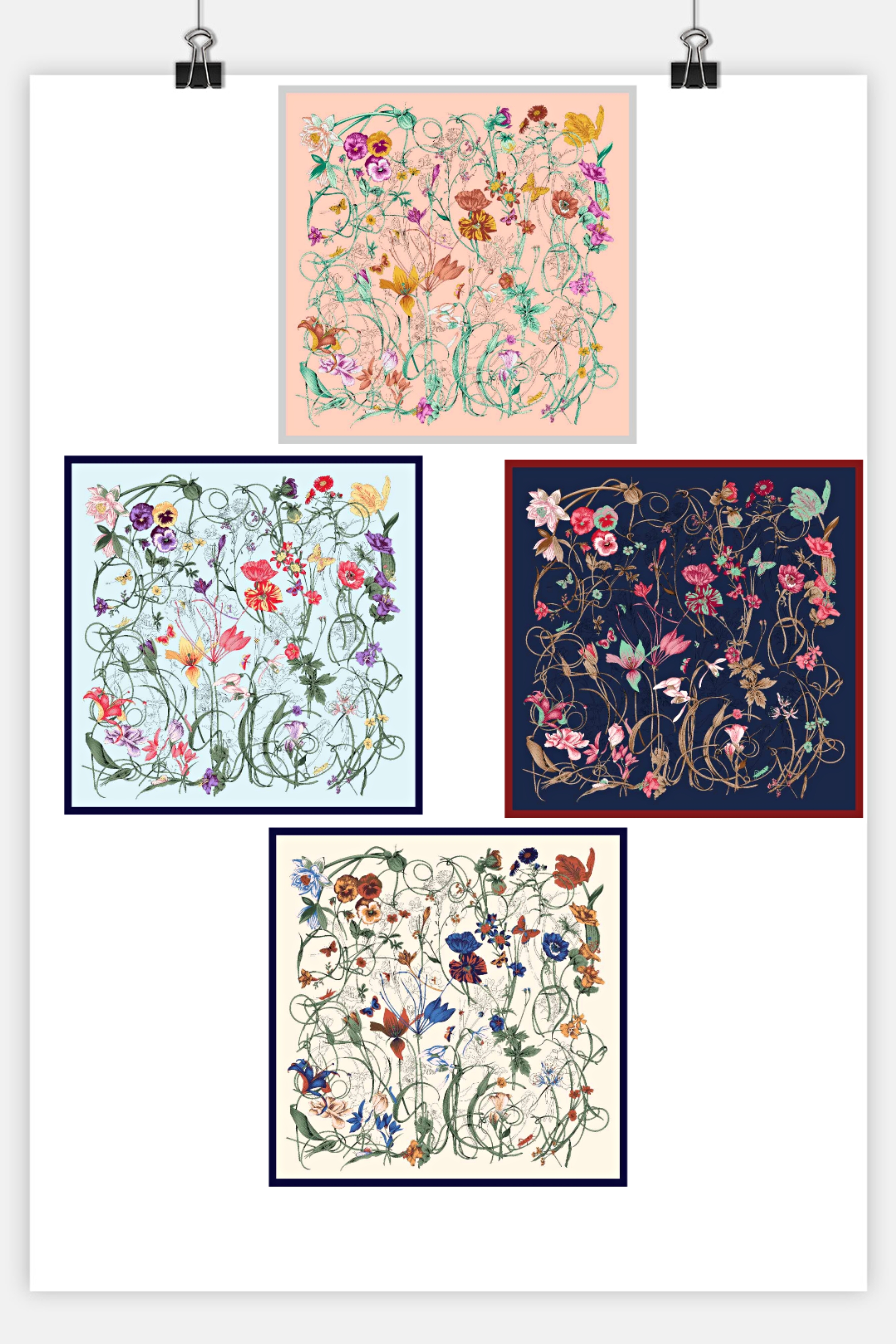 The manufacturer sells 2022 new twill silk insect flower print scarf scarf shawl 130 large square sunscreen towel thumbnail
