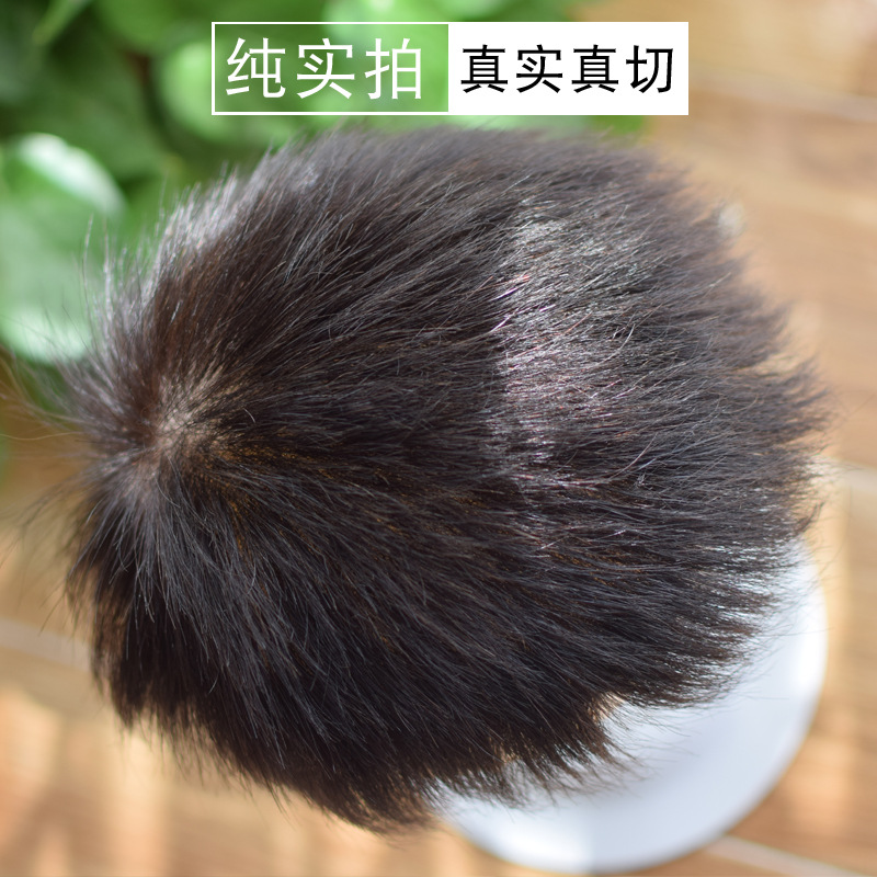 Manufacturers wholesale wig pieces men's hair on top of the hair patch all hand woven real hair hair piece wig short hair cross border full figure