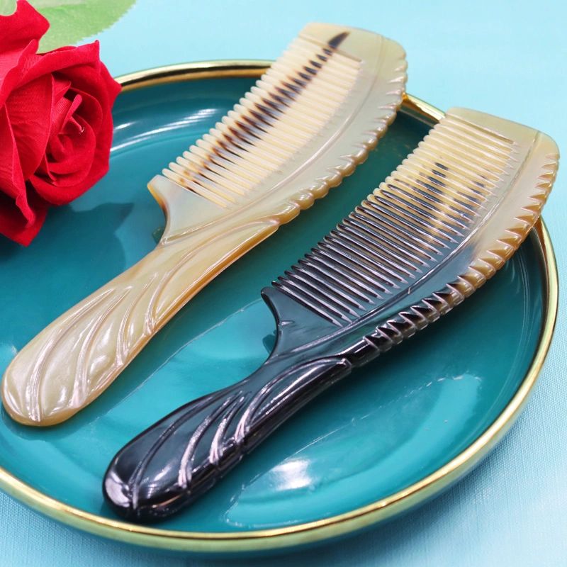 Comb Comb Natural Thickening Plus Round Large Home Black Horn Comb Meridian Massage Gift For Men And Women details Picture