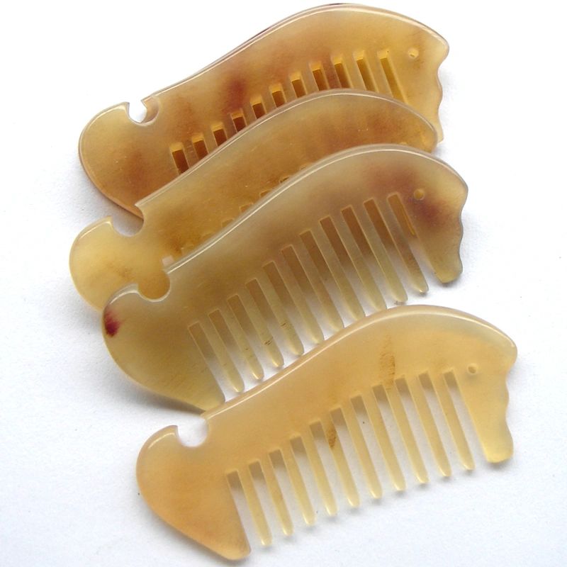 Horn Comb Coarse Teeth Curly Hair Comb Natural Horn Comb Smooth Round Massage Comb