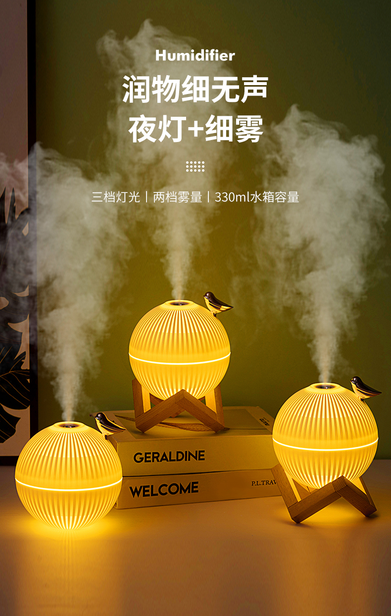 创易款加湿器百灵鸟加湿器玩具加湿器USB地摊学生家用办公室氛围灯加湿器补水仪网红加湿器香薰机日用品生活品加湿器详情1