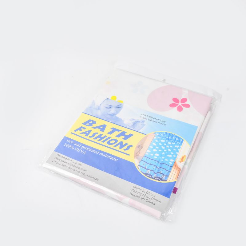 Factory Direct Pe Plastic Shower Curtain Waterproof Bathroom Bathroom Partition Curtain Opp Belt