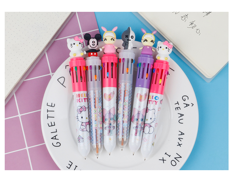 Multi-color ballpoint pen press ten-color ballpoint pen multi-color cute press super cute cartoon gel pen pic 6