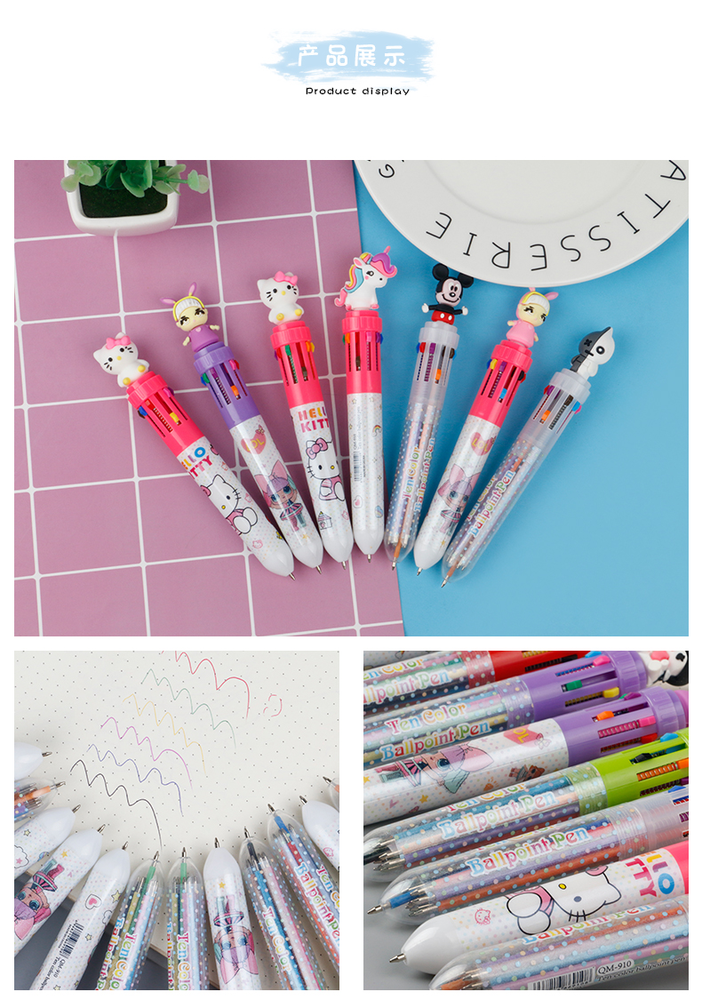 Multi-color ballpoint pen press ten-color ballpoint pen multi-color cute press super cute cartoon gel pen pic 4