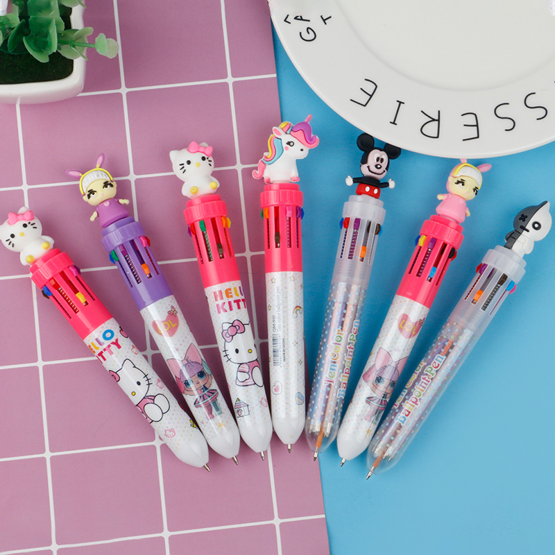 Multi-color ballpoint pen press ten color color ballpoint pen multi-color cute press super cute cartoon neutral pen