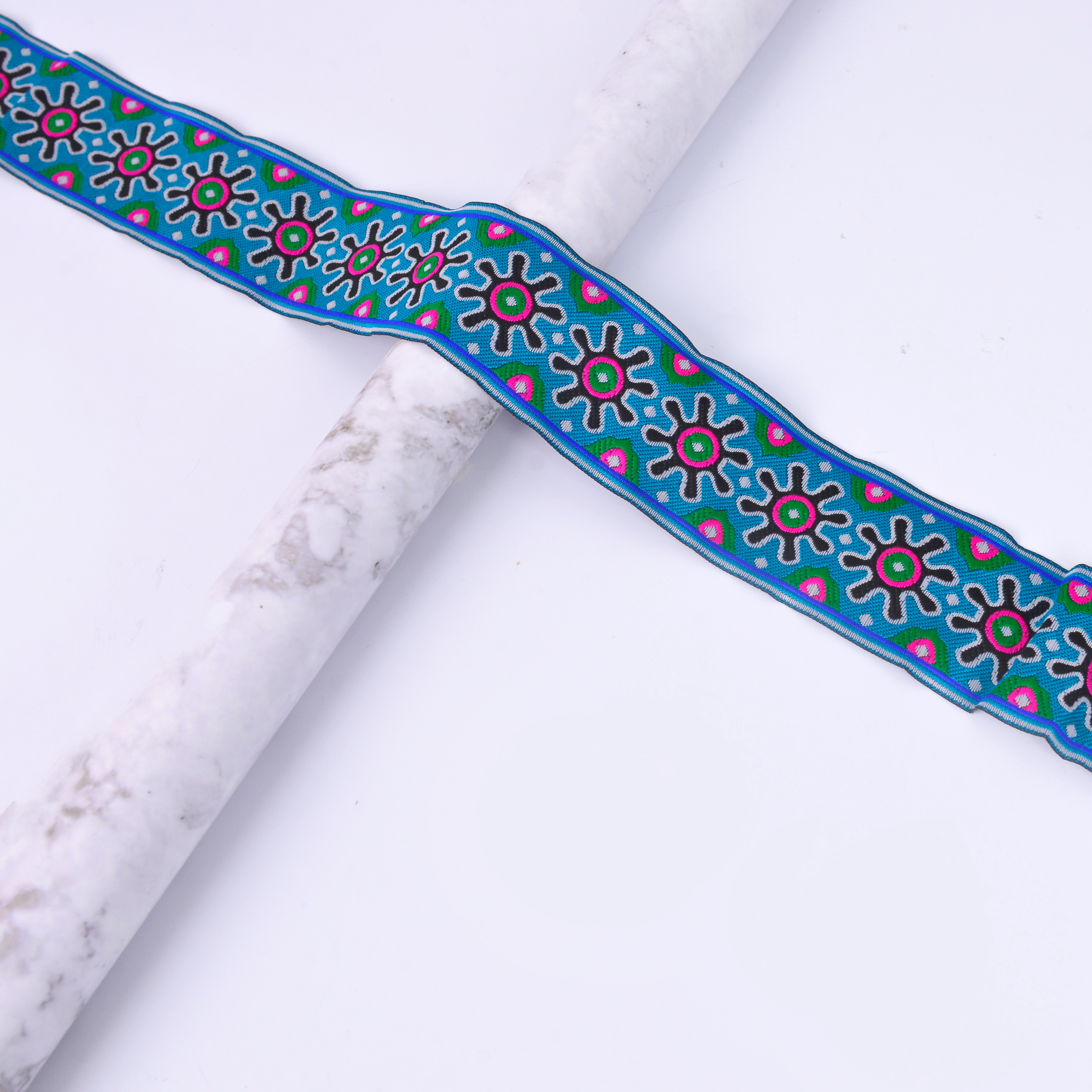 Lake blue # width 5 cm, seven meters a roll #5334# All kinds of computer national lace series embroidery clothing accessories National clothing lace webbing can be customized thumbnail