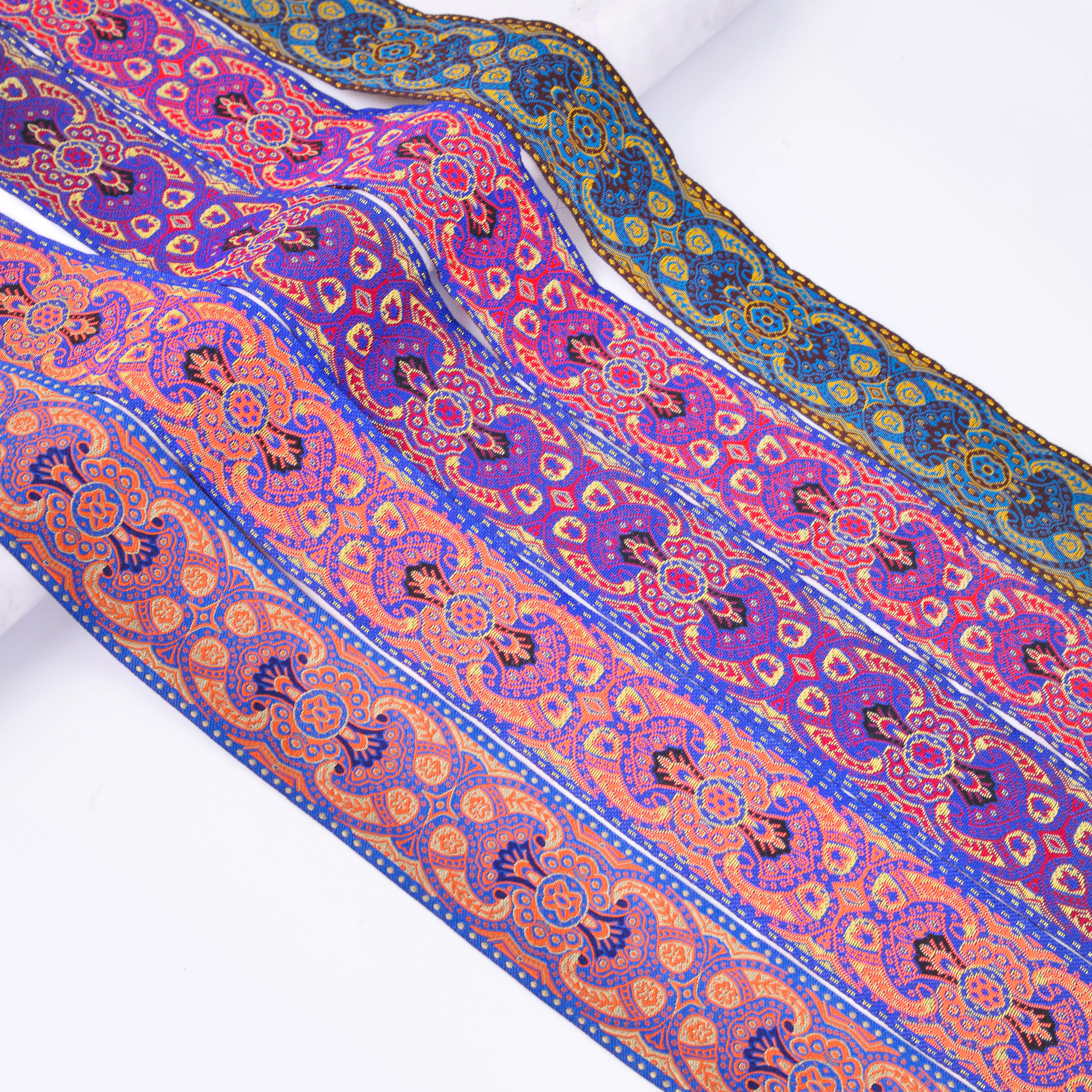 Orange # Width 5 Cm, 9 Meters A Roll #5227# All Kinds Of Computer National Lace Series Embroidery Clothing Accessories National Clothing Lace Webbed Can Be Customized details Picture