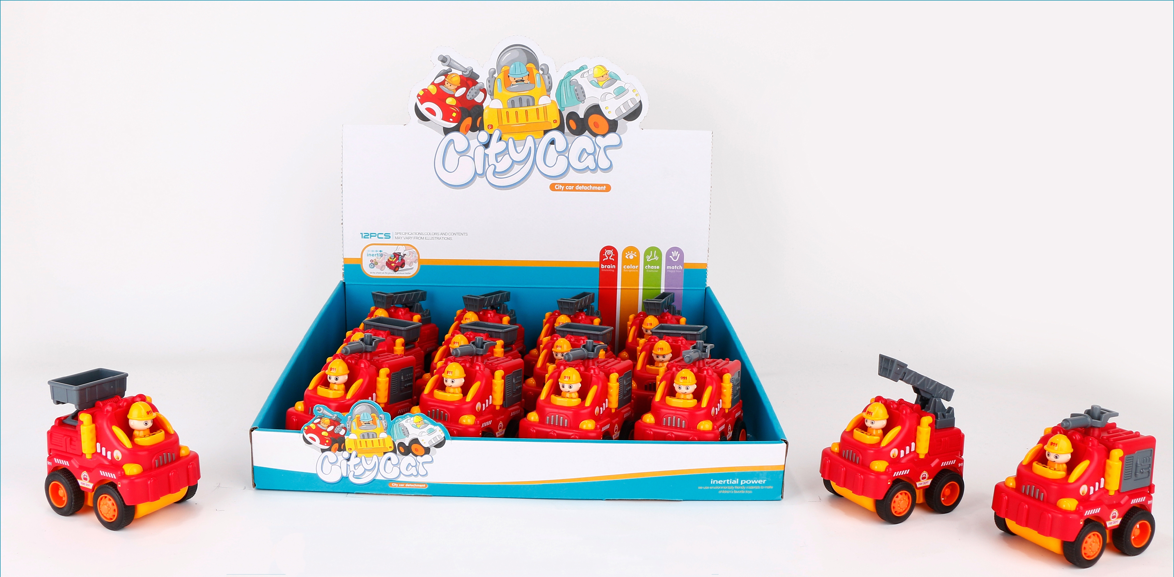 Cross-border new cartoon inertia fire truck boutique children's educational toys thumbnail