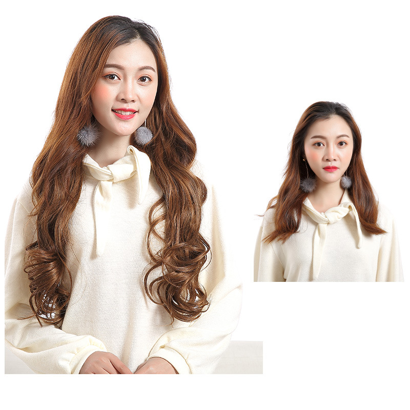 Cross border wholesale wig piece six clips of curly hair modification face lovely long curly hair big bo wave wig manufacturers direct sales details Picture