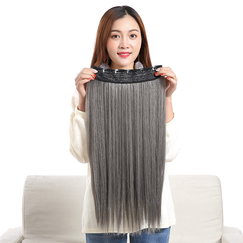 Manufacturers wholesale Korean version of the new six clip long straight hair wig lady smooth long hair temperament fashion hair extensions Item Picture