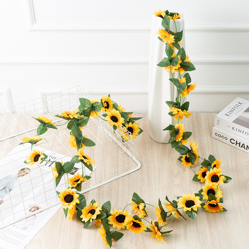 Flower simulation sunflower rattan wholesale attic B&B decoration flower rattan sunflower rattan pastoral serichu rattan thumbnail