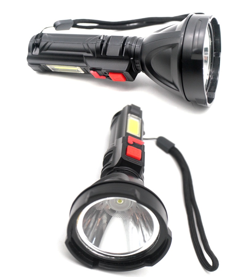 强光手电筒USB可充电式便携超亮远射户外家用led灯带COB侧灯手电 详情8