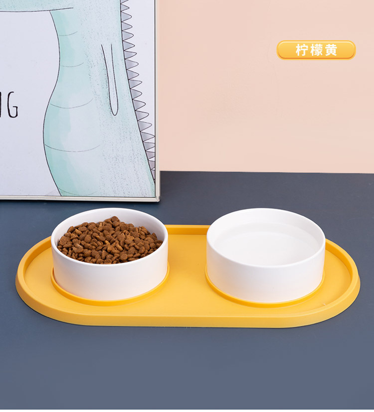 Anti-silicone ceramic pet double bowl, anti-knock and anti-slip, dog and cat food bowl, water feeding, universal pet supplies pic 12