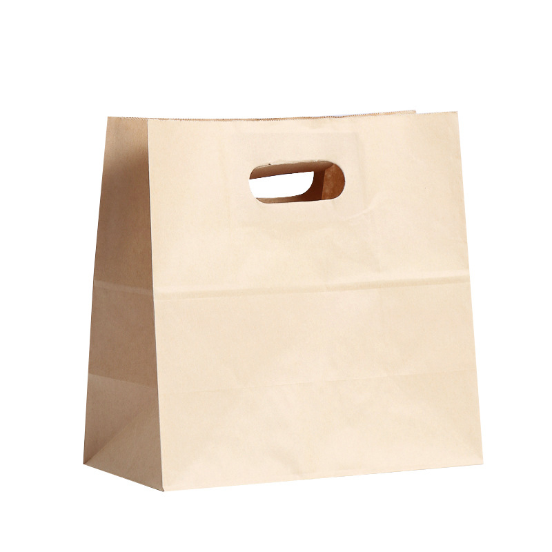 打孔袋面包食品级牛皮纸袋水果甜品手提袋打包袋外卖手拎袋详情5
