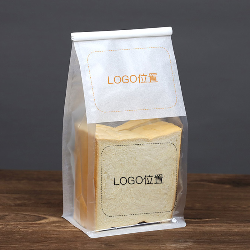 Toast Bag Wire Rolled Edge Sealed Oil Proof Baking European Bread Bag Cookies Snow Crisp Cotton Paper Bag details Picture