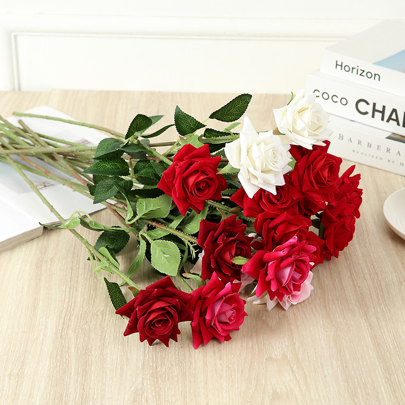 Flower simulation velvet horn rose wedding decoration flower Valentine's Day gift living room floor decoration simulation rose thumbnail