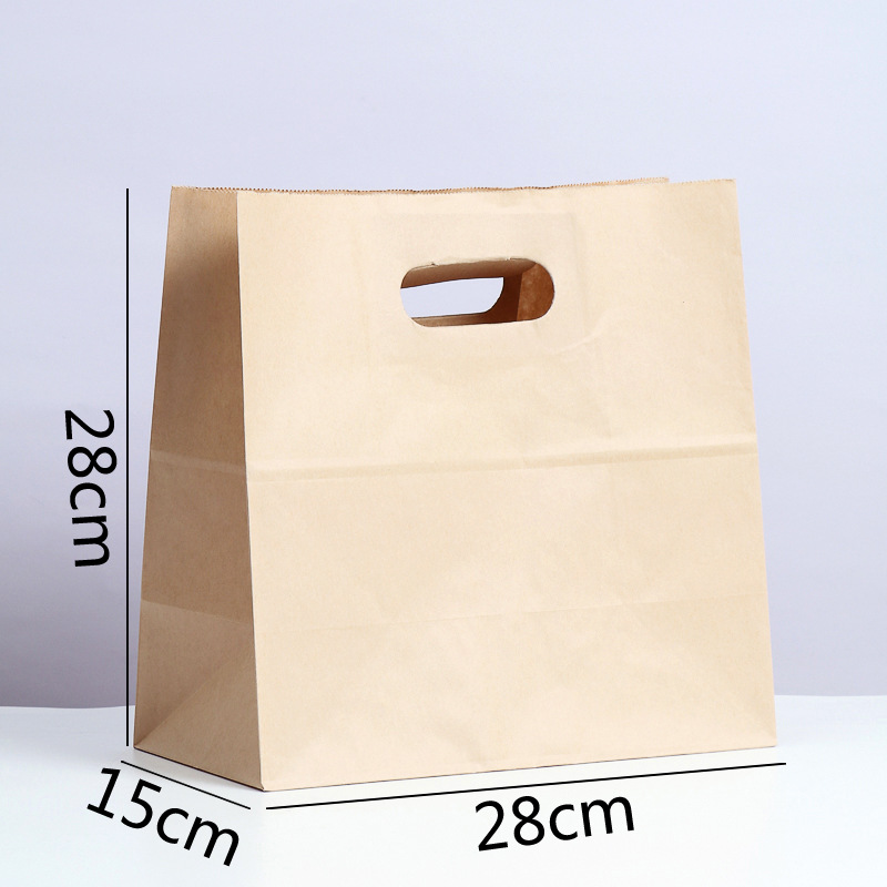 打孔袋面包食品级牛皮纸袋水果甜品手提袋打包袋外卖手拎袋详情2