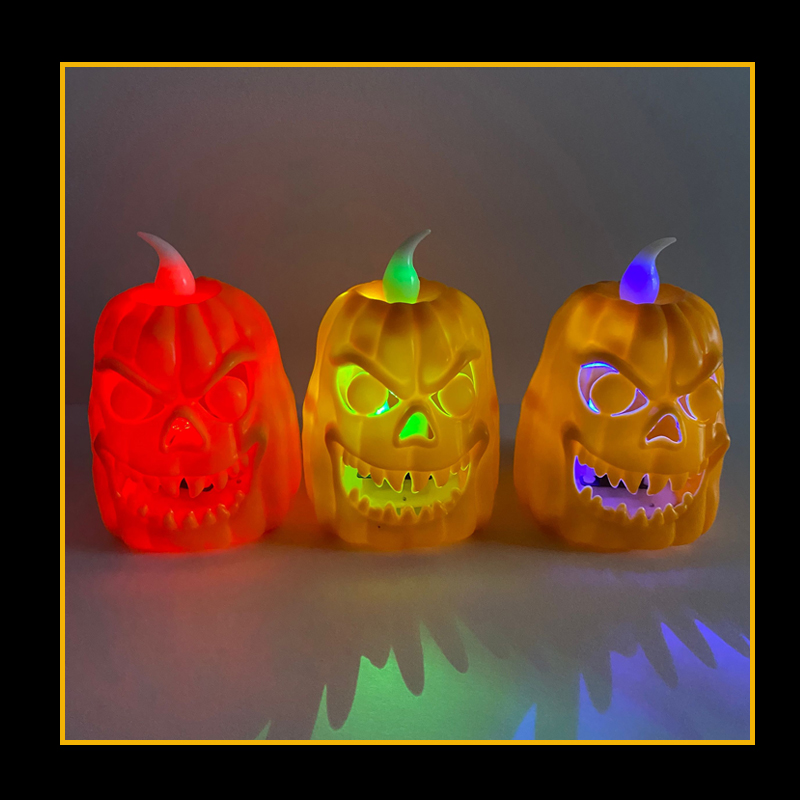 跨境万圣节鬼节南瓜灯 南瓜蜡烛led灯派对装饰氛围小夜灯鬼头蜡烛详情2