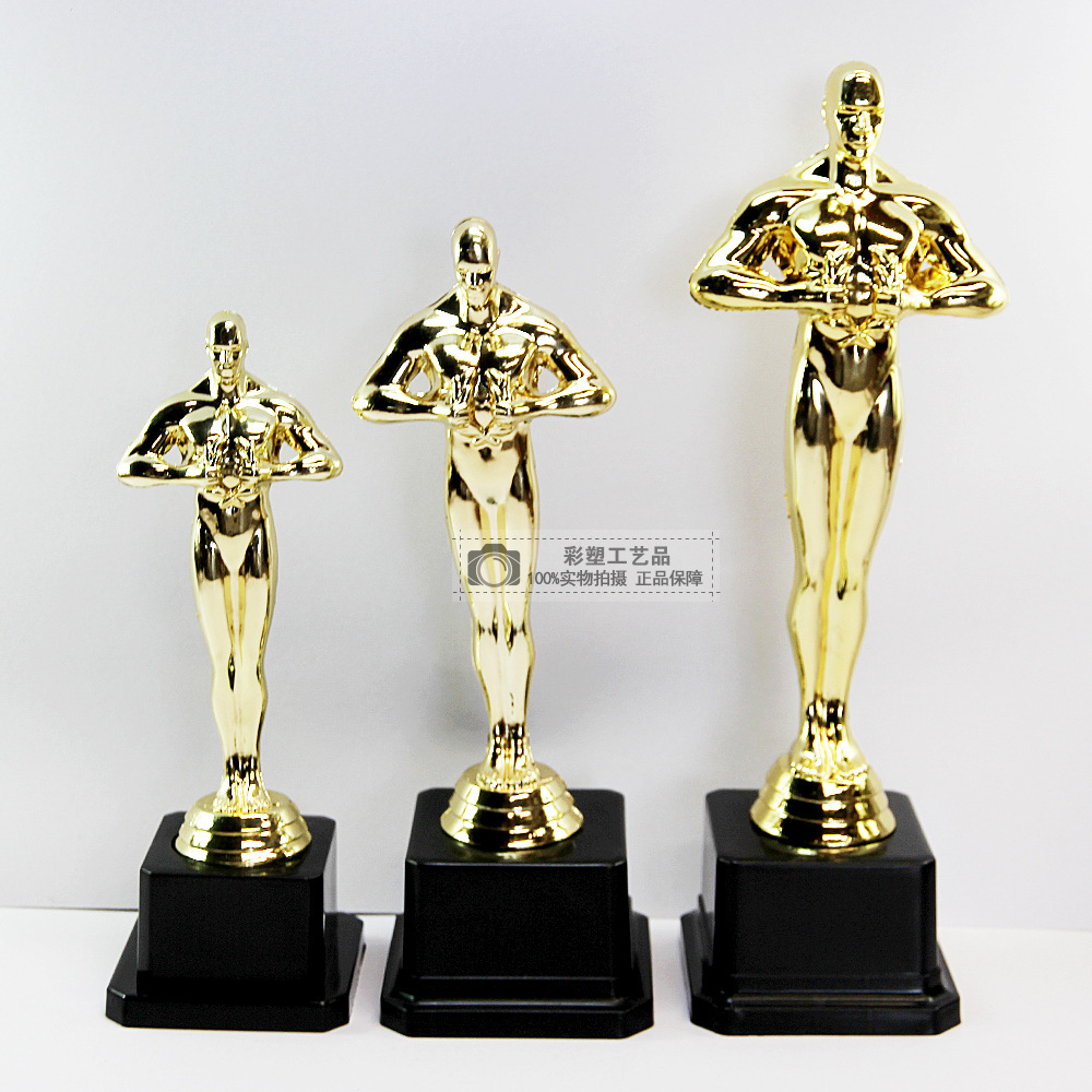 Golden man trophy square bottom plastic gold-plated trophy