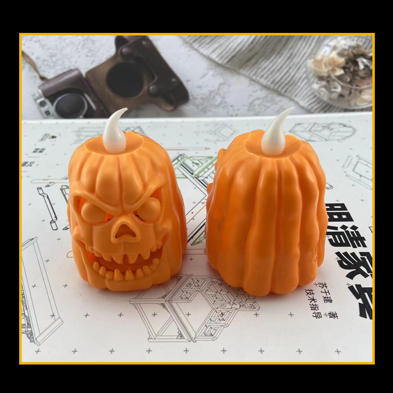 跨境万圣节鬼节南瓜灯 南瓜蜡烛led灯派对装饰氛围小夜灯鬼头蜡烛详情3