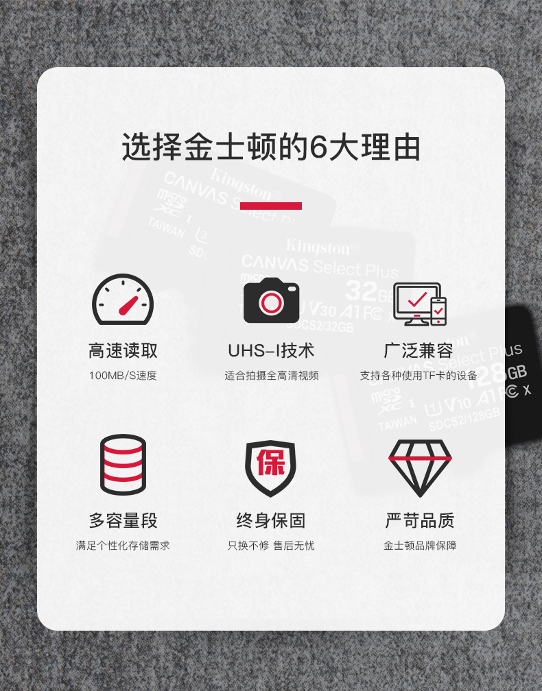 Kingston high-speed C10 mobile phone TF memory card 16G dashcam surveillance camera SD memory card wholesale 128GB mobile phone SD card 256GB large-capacity storage card pic 3