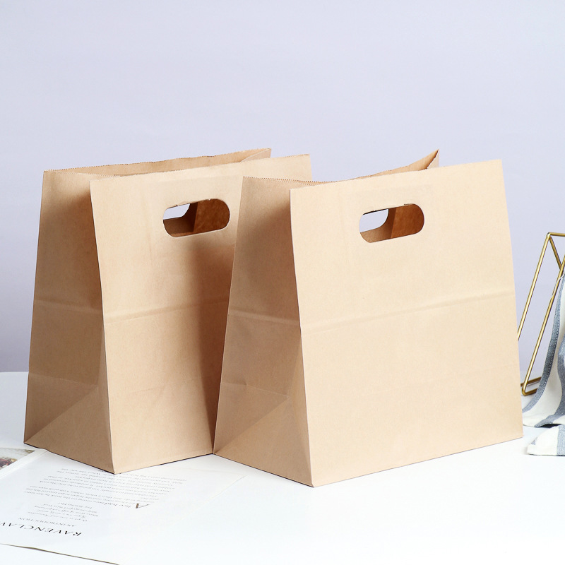 打孔袋面包食品级牛皮纸袋水果甜品手提袋打包袋外卖手拎袋详情3