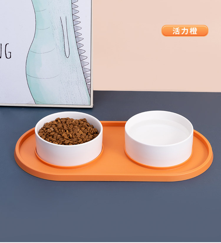 Anti-silicone ceramic pet double bowl, anti-knock and anti-slip, dog and cat food bowl, water feeding, universal pet supplies pic 10