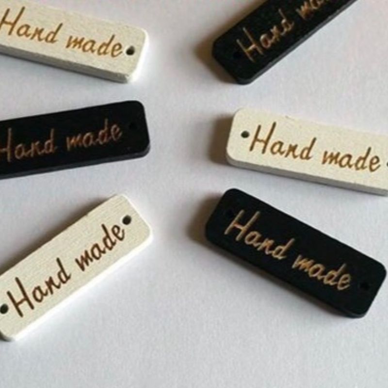 Diy Accessories English Handmade Wood Brand Children's Wear Trademark Logo Craft Decoration Accessories Black And White Specification drawing