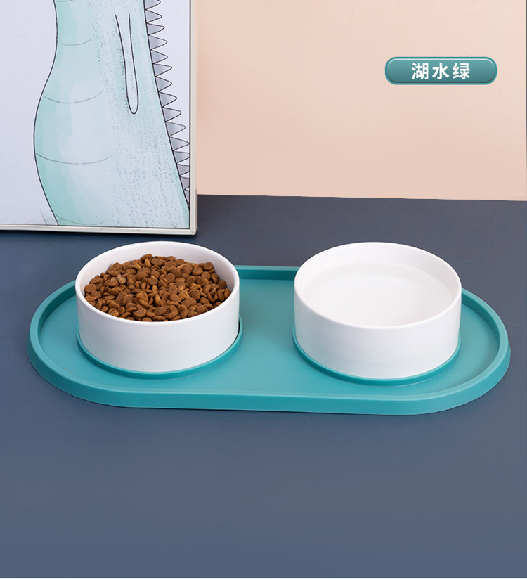 Anti-silicone ceramic pet double bowl, anti-knock and anti-slip, dog and cat food bowl, water feeding, universal pet supplies pic 11