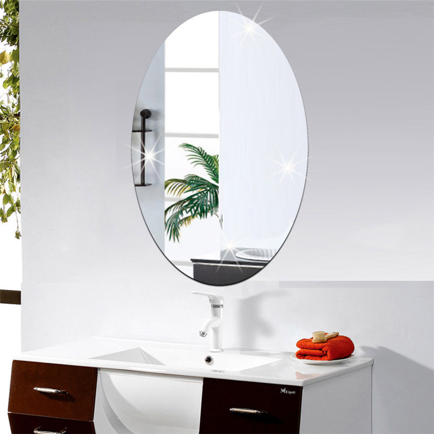 Acrylic oval rectangular mirror paste bathroom bathroom living room wardrobe bedroom home decoration wall paste thumbnail