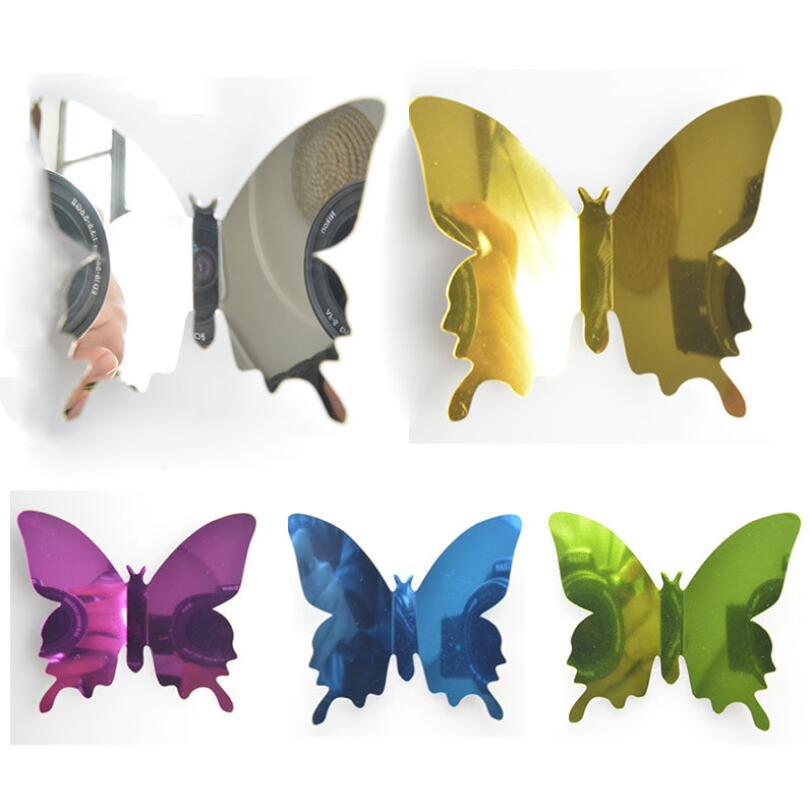 12 three-dimensional mirror butterfly PET mirror 3D butterfly wall decoration bedroom living room thumbnail