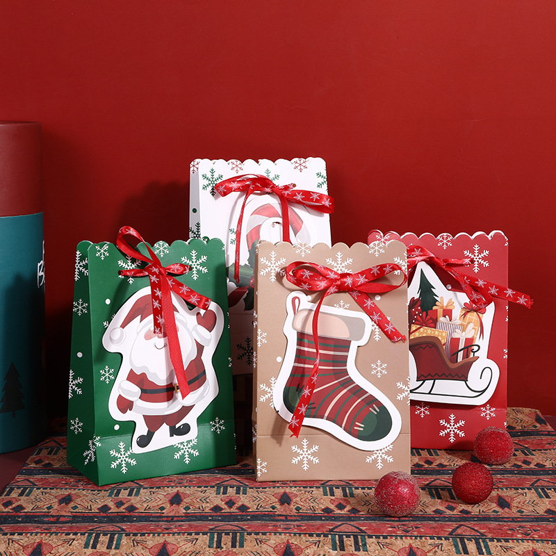 Christmas Gift Bag Halloween Candy Paper Bag Ins Birthday Wrap Bow Snowflake With Hand Gift Bag Gift Bag details Picture