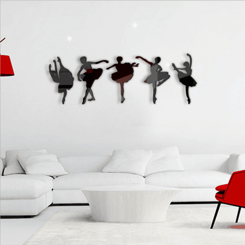 Original self-adhesive stereo mirror paste Ballet dancers can remove home decoration mirror wall paste SQ3193 thumbnail