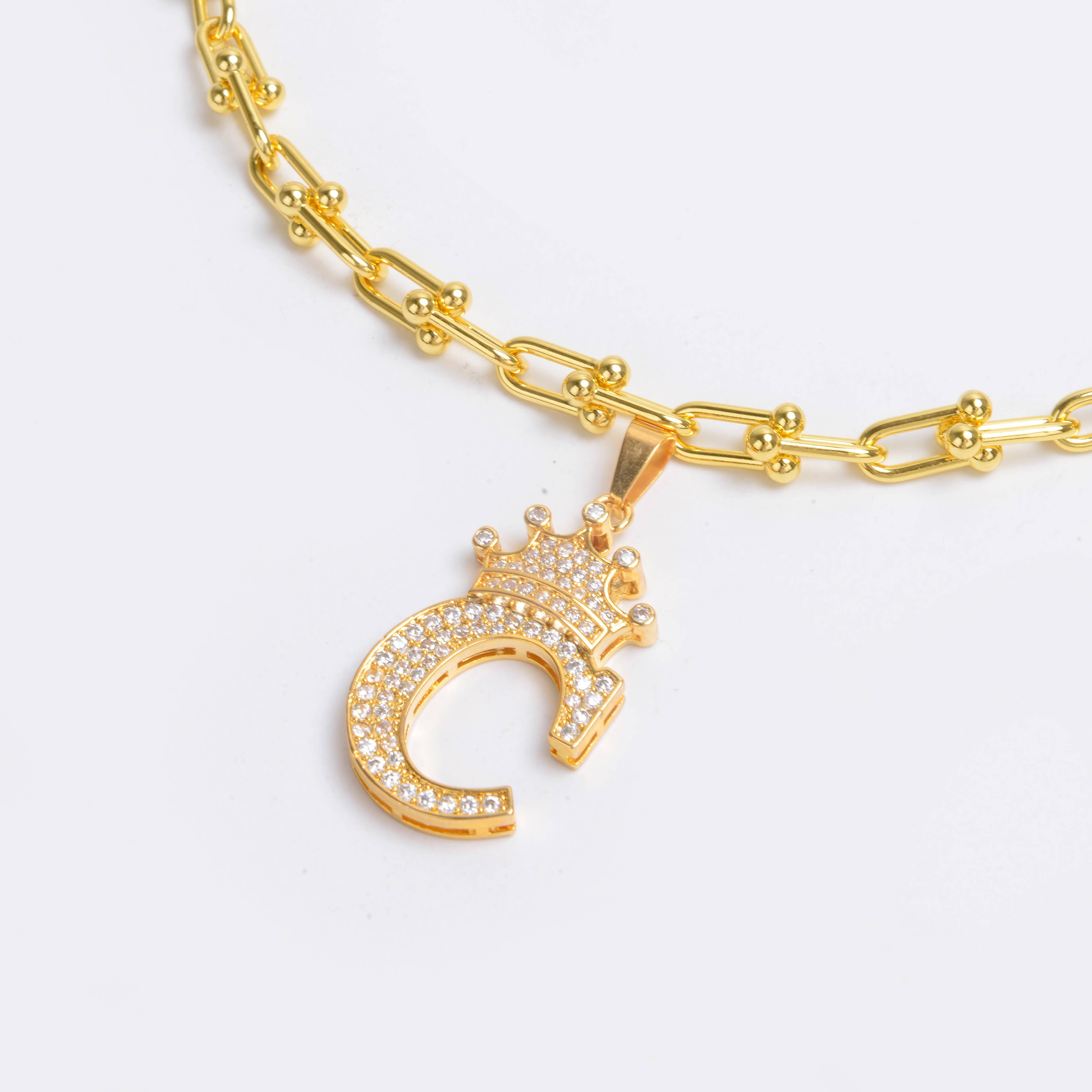 2022 new letter gold plated diamond necklace net red necklace thumbnail