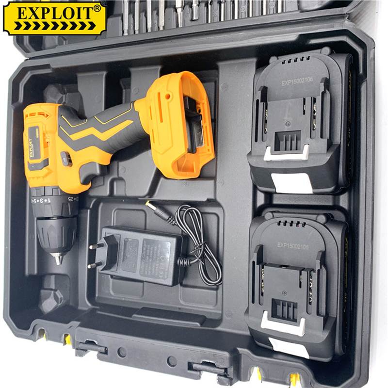 EXPLOIT  21V锂电电钻套装  家庭常用组合套装工具  两电一充电钻套装详情5