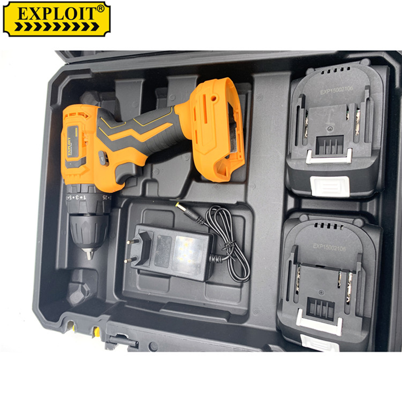EXPLOIT  21V锂电电钻套装  家庭常用组合套装工具  两电一充电钻套装详情4