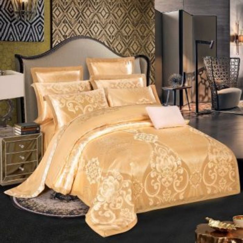 Bedding Sheet And Quilt Set Four Sets Snow Dove Satin Jacquard Four Sets 100% Cotton Autumn And Winter New High-Grade Satin Jacquard Embroidery Process Application Scenario