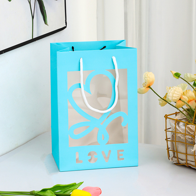 Love Window Transparent Gift Bag Teachers' Day Flowers Gift Bag Valentine's Day Gift Bag Handbag Paper Bag details Picture