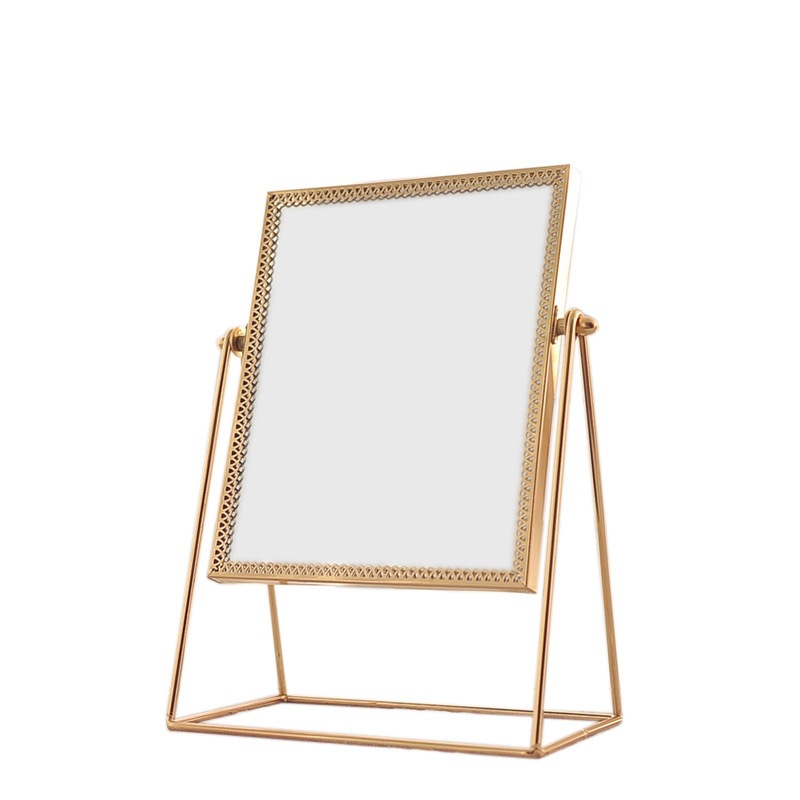 Nordic INS wind gold square table top mirror European net red mirror makeup mirror round beauty mirror thumbnail