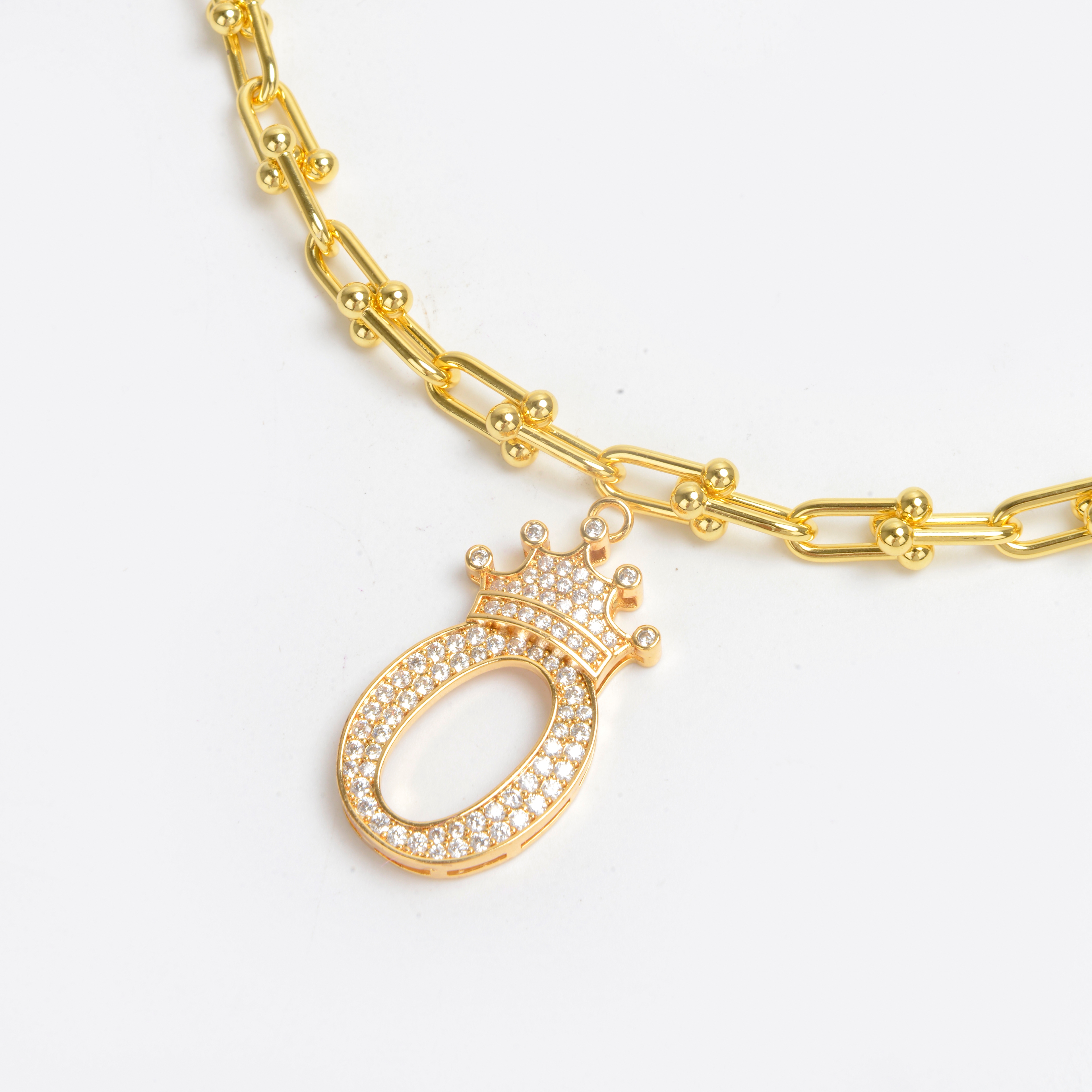 2022 new letter gold plated diamond necklace net red necklace 12
