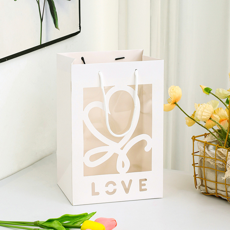 Love Window Transparent Gift Bag Teachers' Day Flowers Gift Bag Valentine's Day Gift Bag Handbag Paper Bag Specification drawing