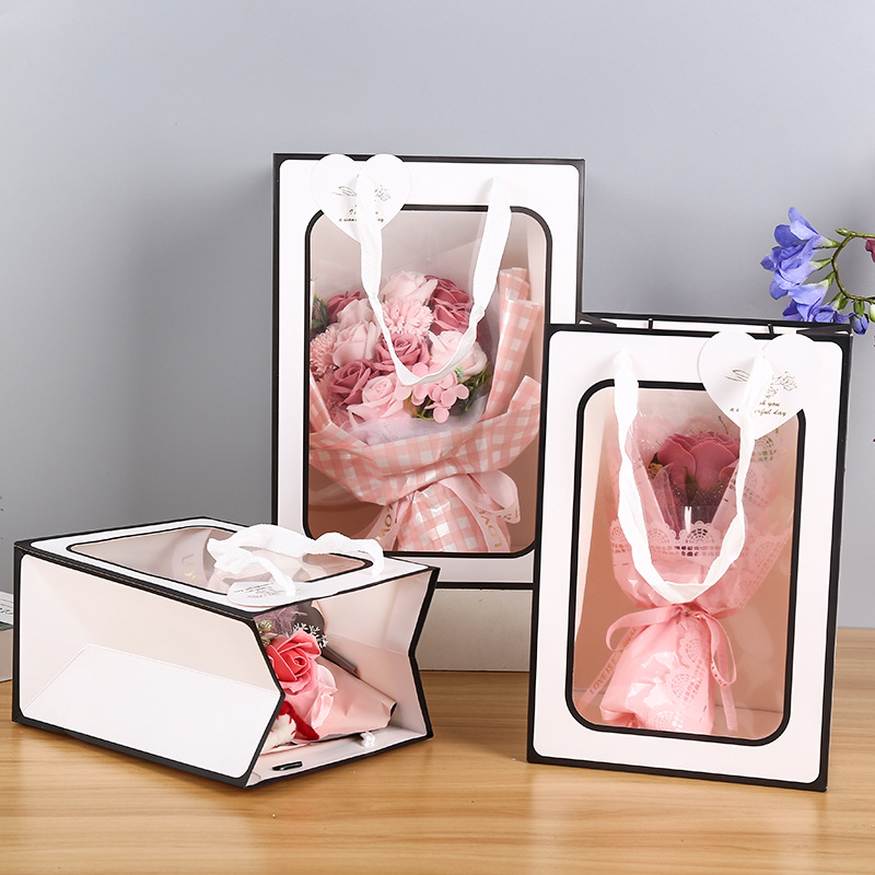 Transparent hand-held bags for popular online display Windows, flower shop bouquets, gift bags, souvenir bags, and open window paper bags pic 4