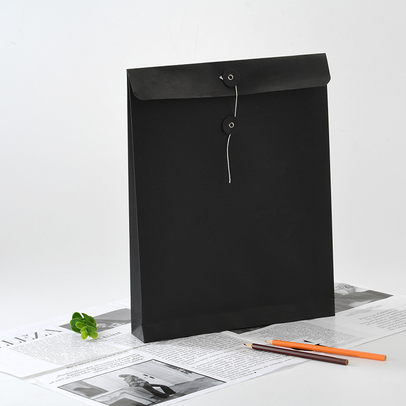 Rope-wrapped clothing file bag, A4 kraft paper file bag, information bag pic 2