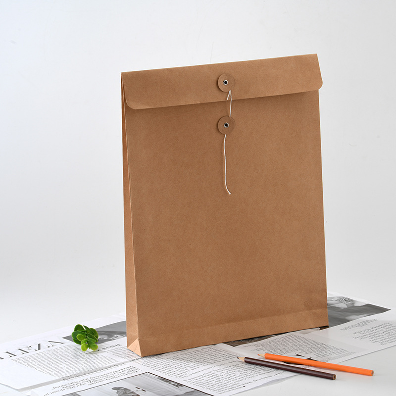 Rope-wrapped clothing file bag, A4 kraft paper file bag, information bag pic 3