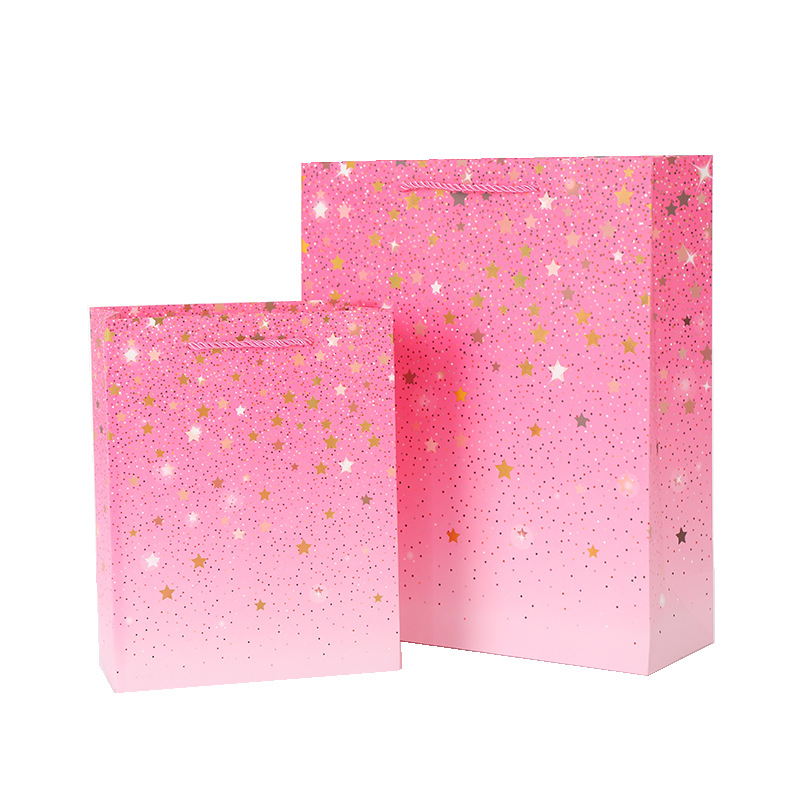 New Five-Pointed Star Handbag Blue Paper Gift Bag Hot Stamping Craft Clothing Bag