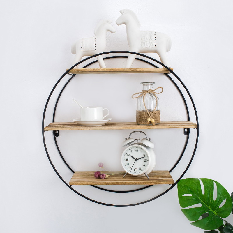 Ins iron art polygon shelf Nordic simple creative wall hanging living room and dining room wall decorative shelves thumbnail