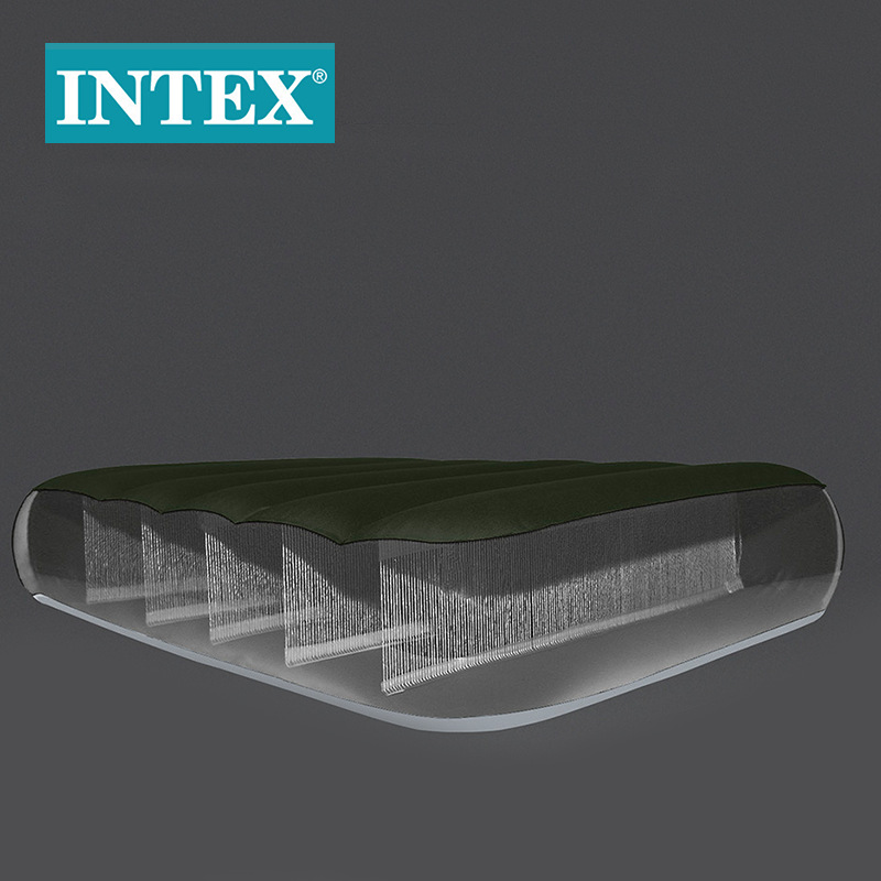 INTEX64109绿色加大双人植绒线拉充气床垫野营车载气垫床批发详情4