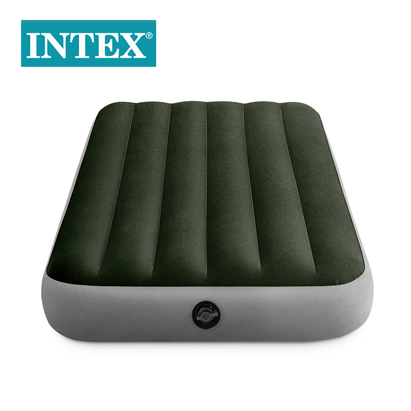 INTEX64109绿色加大双人植绒线拉充气床垫野营车载气垫床批发详情3