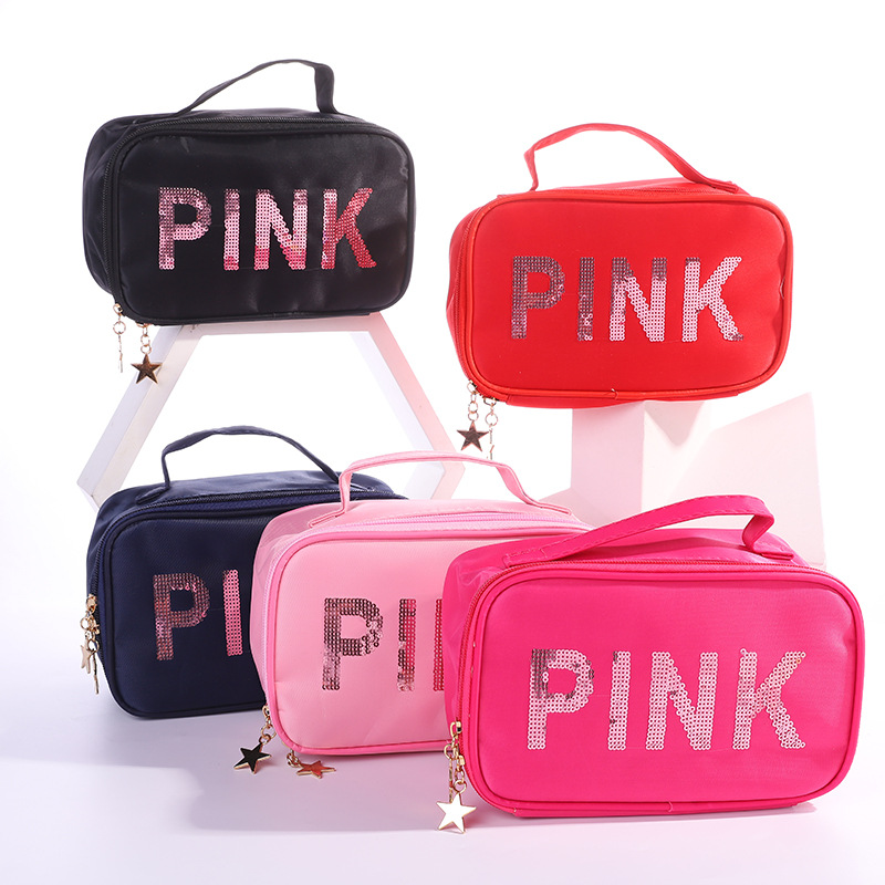 New Ins Korean Version Hand Flannel Makeup Bag Large Capacity Square Bag Lovely Travel Storage Bag details Picture